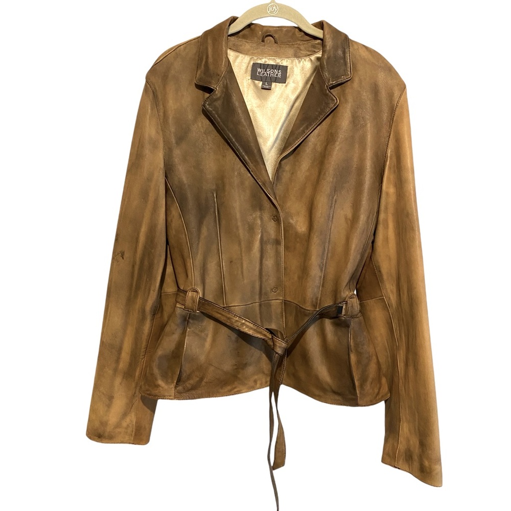 Gorgeous Wilson’s 100% Leather Moto Jacket. EUC Belted & Pockets. Sz. L